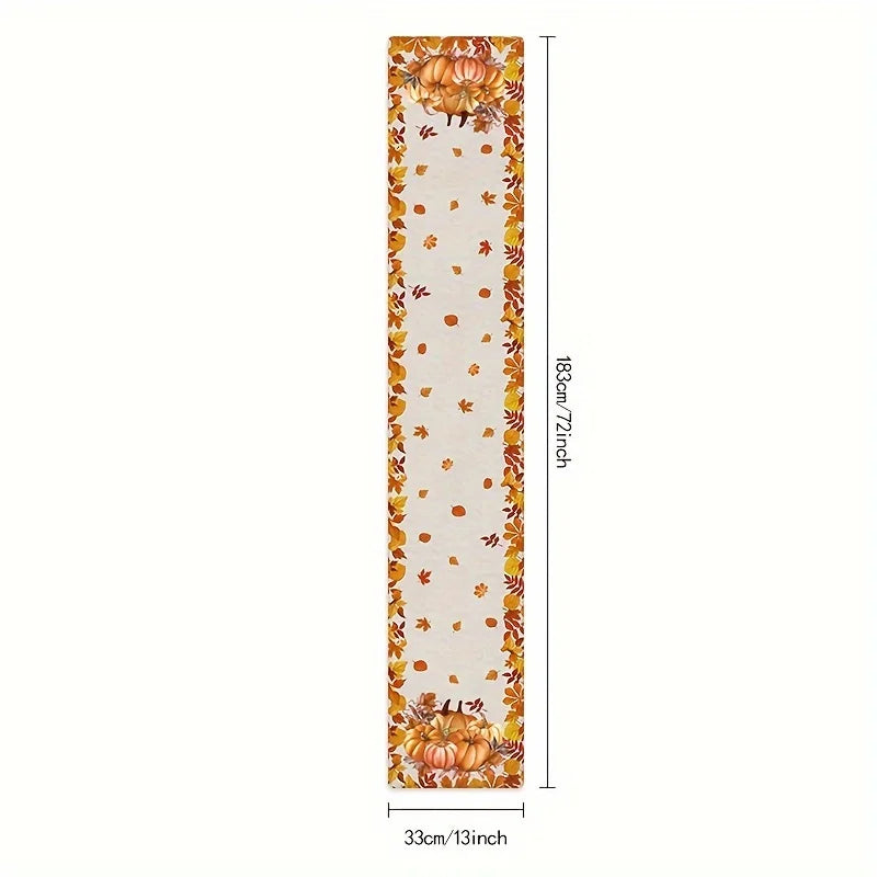 HerbstTafel | Leinen-Tischläufer mit Kürbis- & Ahornblattmotiv | 4 Größen | Herbst- & Erntedank-Deko
