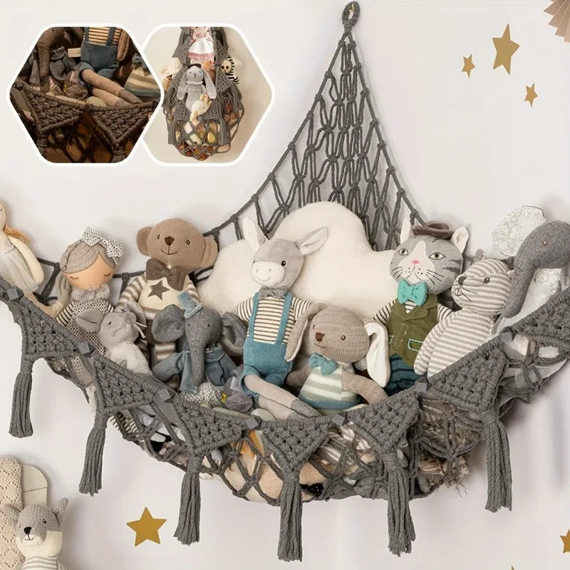 CuddlyNest Kuscheltier-Hängematte | Netz zur Aufbewahrung von Stofftieren & Puppen | Platzsparender Organizer & Kinderzimmer-Deko