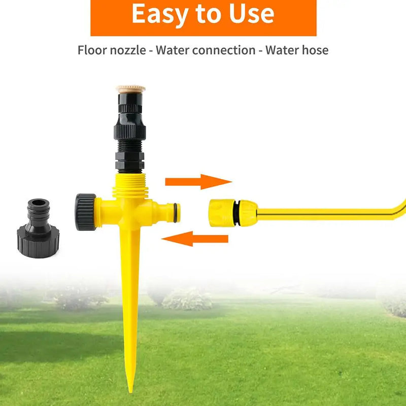 Rainaro SpinFlow Gartenregner 360° drehbar | Automatische Bewässerung | Für Rasen, Gemüsebeet & Gewächshaus | Mit Erdspieß