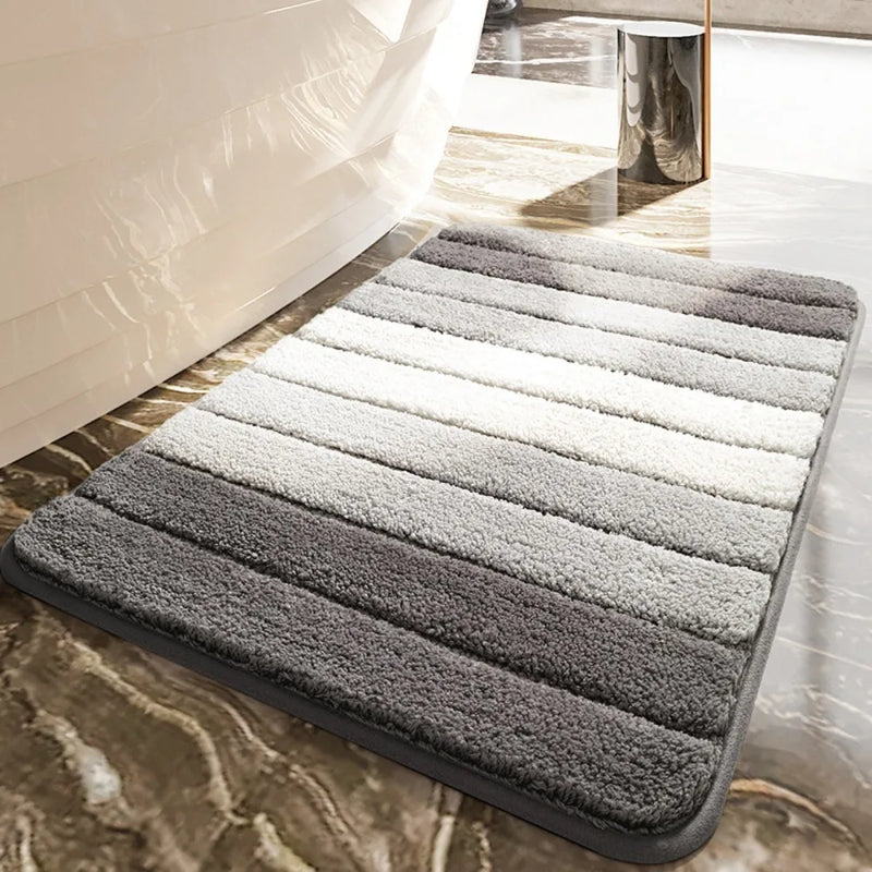 AquaLoom Badematte | Gestreift | Weich & Rutschfest | 40 x 60 cm | Mehrere Farben