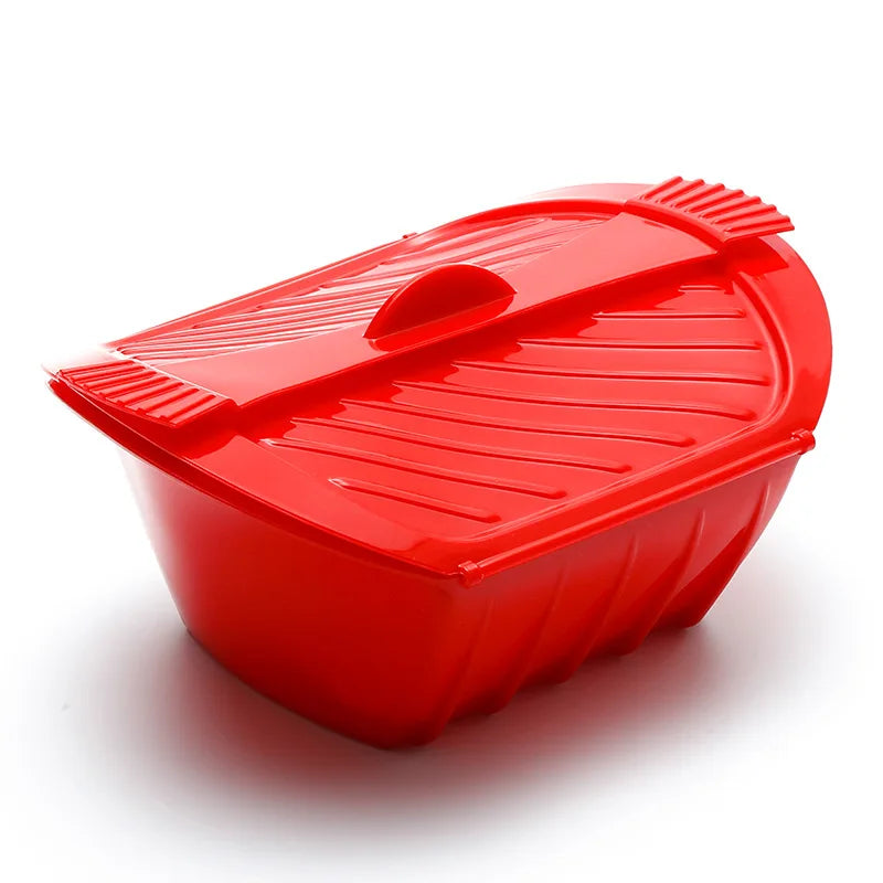 DampfMeister Silikon Dampfgarer | BPA-frei | Mikrowellengeeignet mit Deckel & Griff | Für Fisch, Gemüse & mehr