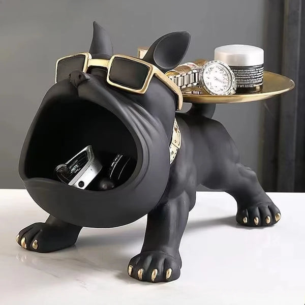 Bulldecor | Bulldog Figur mit Aufbewahrungsfach | 30 cm Deko-Skulptur | Resin Kunstobjekt | Tier-Statue für Wohnzimmer
