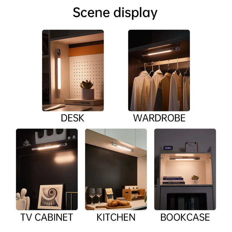 LUMOTION Sensor-LED-Licht | Wiederaufladbar & Mit Digitalanzeige | 3 Lichtfarben | Für Küche, Schreibtisch & Schrankbeleuchtung