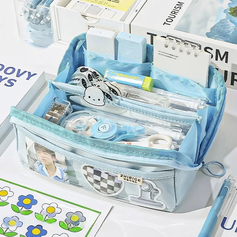 Federmäppchen KIDZORA CrystalBag | Transparent & Vielseitig | 10-Fächer Design | Große Kapazität für Schule & Freizeit