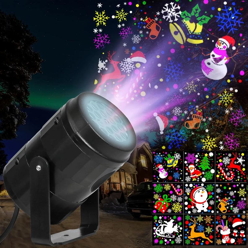 LED Weihnachtsprojektor SnowMotion | 16 Rotierende Muster | Innen & Außen | Weihnachtsbeleuchtung für Haus, Garten & Party