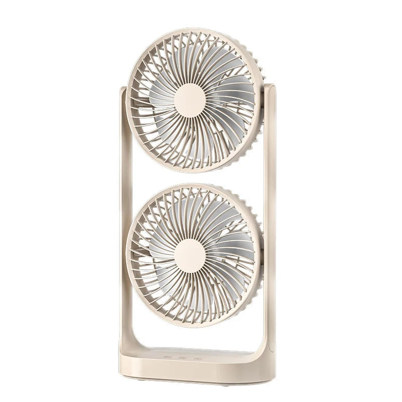 AeroTwins BreezeFlow Tischventilator mit Doppellüfter | Hohe Windkraft | 360° Luftzirkulation | Leise & Kompakt