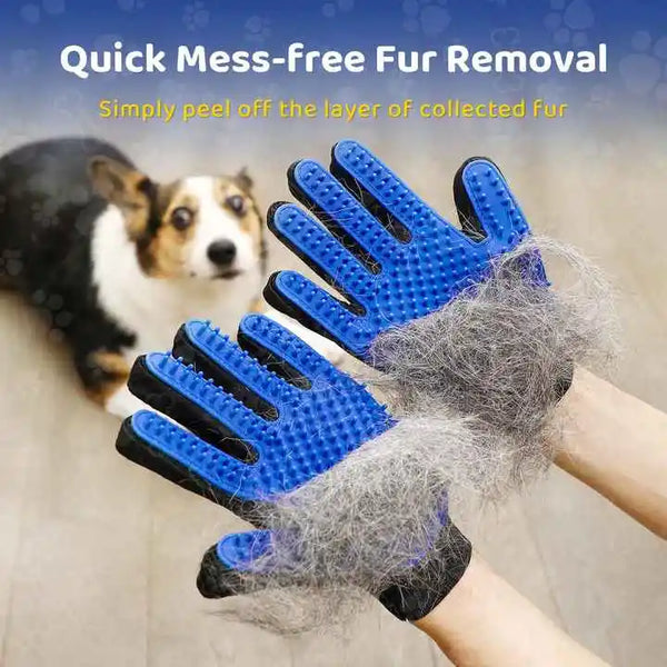 Fellpflege-Handschuh PawLiss TouchGlove | 5-Finger-Massagehandschuh für Hunde & Katzen | 23,2×17,2 cm | TPR & Mesh | Links oder Rechts
