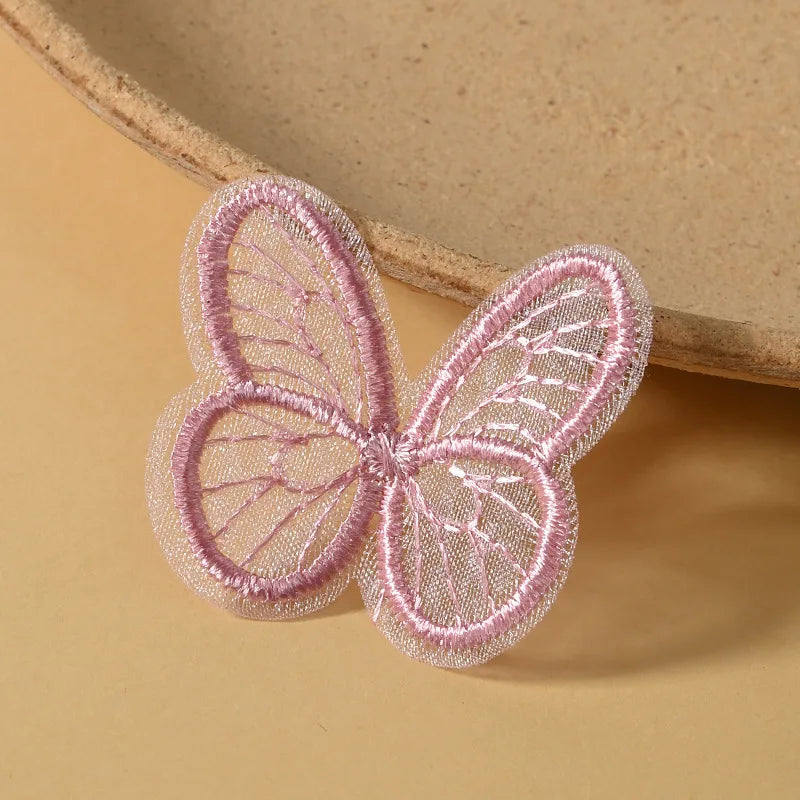 Bestickte Schmetterlings-Applikationen ColorWing | 20 Stück | 4,5 x 4 cm | Bunte Netzoptik | Zum Aufnähen