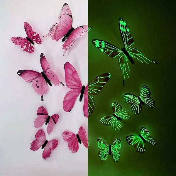 Luminexa Schmetterlinge | 3D Schmetterling Wandsticker | 12-teilig | Leuchtend & DIY Dekoration | Für Wände, Partys & Geschenke