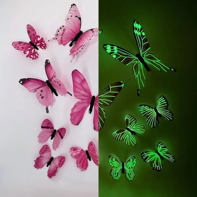 Luminexa Schmetterlinge | 3D Schmetterling Wandsticker | 12-teilig | Leuchtend & DIY Dekoration | Für Wände, Partys & Geschenke