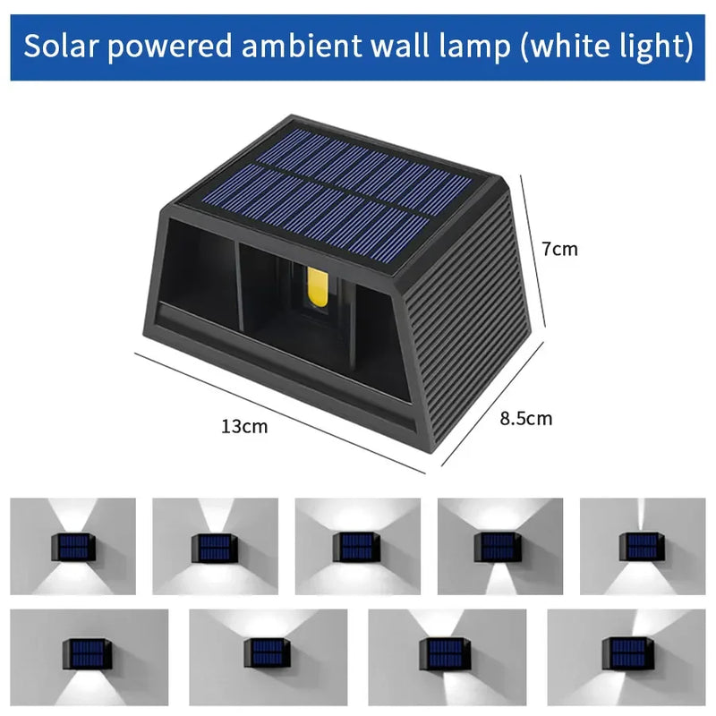 SolarLuxe Beam | LED Solar-Wandleuchte | Up & Down Licht | IP65 Wasserdicht | Verstellbarer Lichtwinkel | Für Garten & Fassade