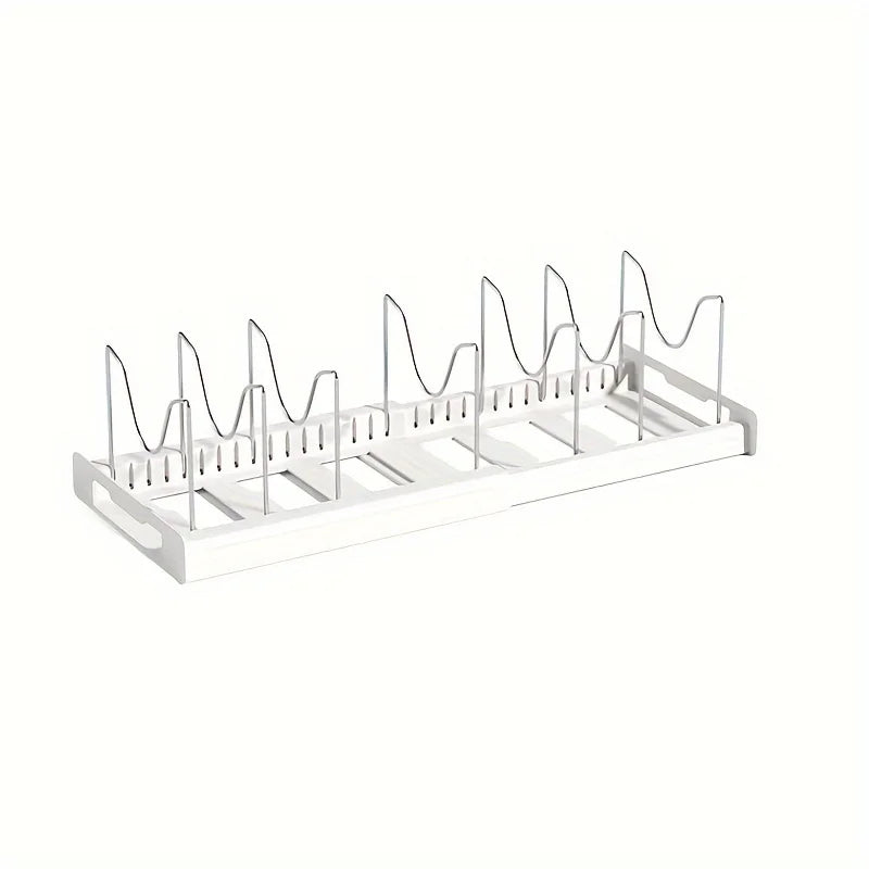 Teleskop-Topfdeckelhalter FlexRack | Verstellbar & Erweiterbar | Für Pfannen, Töpfe & Schüsseln | Weiß oder Grau