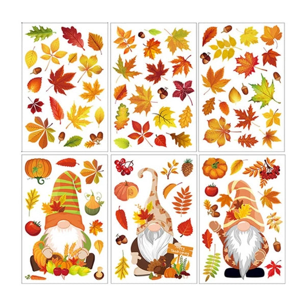HerbstWichtel | Fenstersticker Set | 6 Bögen | Kürbis, Ahornblatt & Thanksgiving-Deko