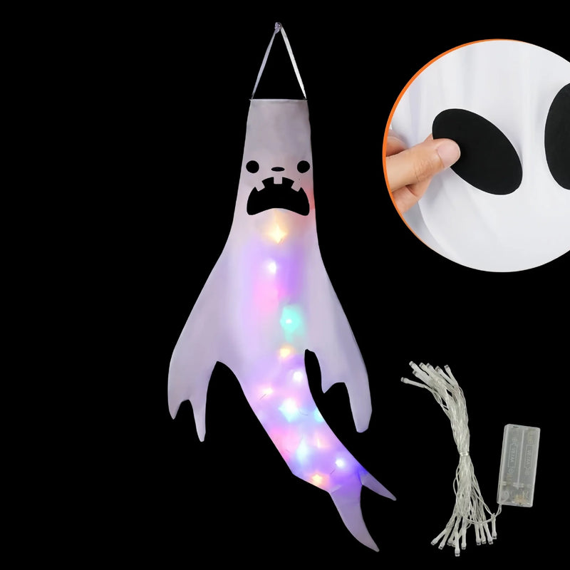 Halloween Geisterlichter SpookyGlow | LED Hängedeko Outdoor | Mit Leuchtgesichtern | Großformat