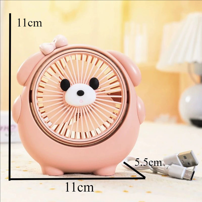 BrisePals MiniCool Mini Tischventilator Hund & Capybara | 3-Stufen Wind | USB-Ladung | Leise & Handlich