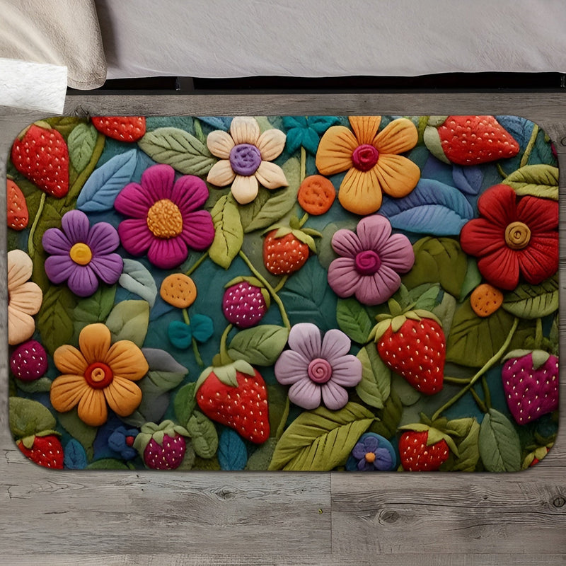 Florina 3D-Blumen Fußmatte | Kaschmirweiche Oberfläche | Rutschfest & Pflegeleicht | Für Bad & Eingang