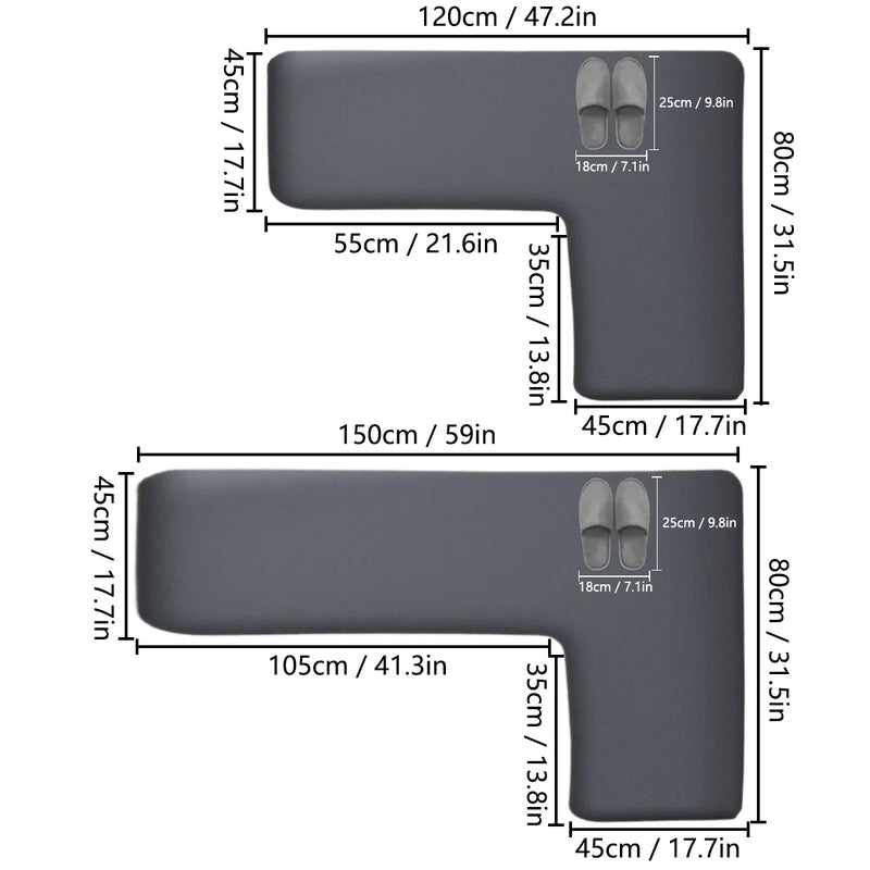 CleanLuxe Küchenmatte | L-förmig & Verdickt | Rutschfest, Ölabsorbierend & Schmutzabweisend | Weiches Flanell für mehr Komfort