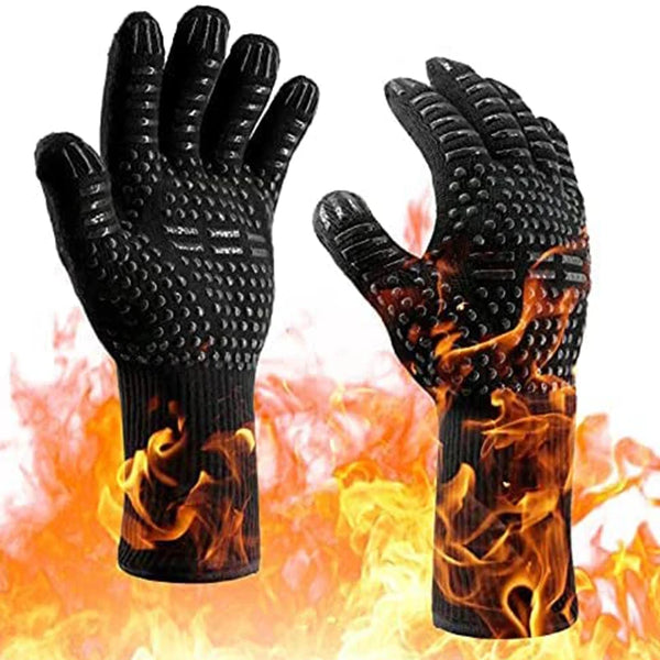 ThermaGrip Hitzebeständiger Grillhandschuh | Silikon & Baumwolle | Rutschfest & feuerfest bis 800 °C | Für Grill, Backofen & BBQ | 1 Stück