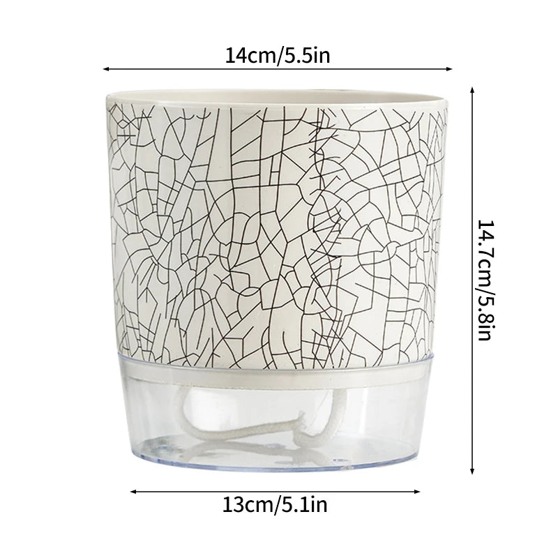 FLORANO Blumentopf | Kunststoff mit Wasserspeicher | Abnehmbar | Design Ice-Crack & Zebra