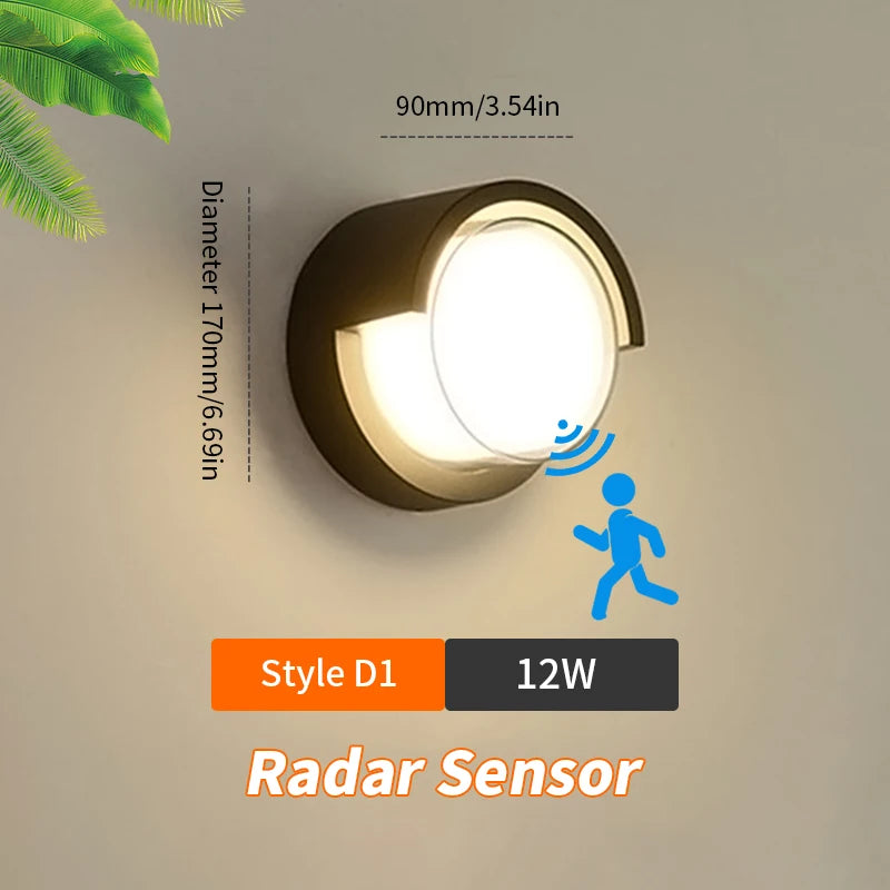 LED Wandleuchte LumoGuard | Mit Radar-Bewegungssensor | 6W/12W | Warm- & Kaltweiß | IP66 Wasserdicht