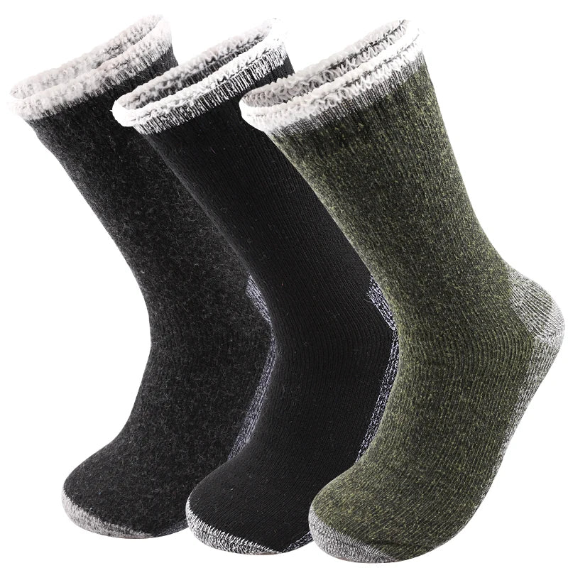 Merino Wollsocken Herren | Winter Thermo | 3er Pack | Frottee-Innenfutter & Mittel-Lang