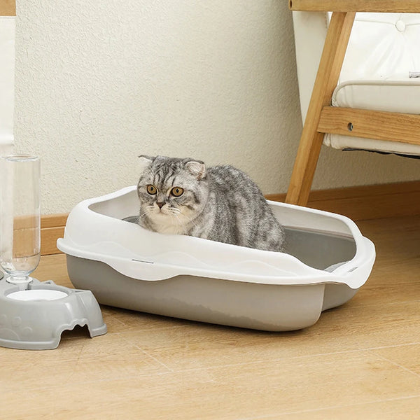 Halbgeschlossene Katzentoilette Mewlo AirClean | Spritzschutz-Katzenklo mit Anti-Streu-Pedal | Großzügige Öffnung & Belüftung | 42×29×12 cm