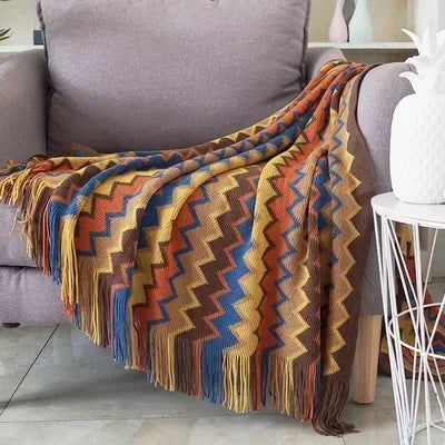 BohoLoom | Geometrische Boho-Decke | Azteken-Design | Sofaüberwurf & Wandteppich