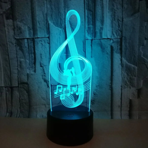 MelodyGlow | 3D LED Nachtlampe | Musiknoten Design | 7 Farben wechselnd & Touch-Steuerung