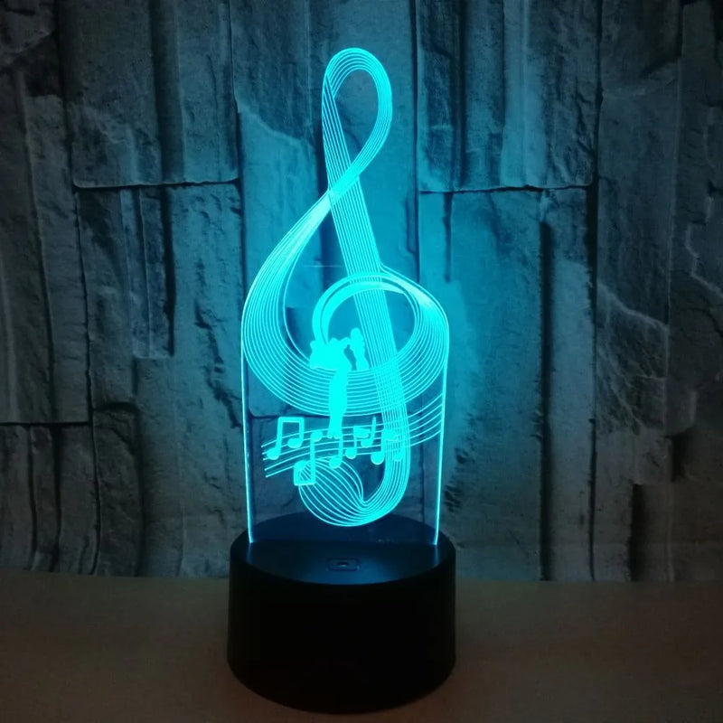 MelodyGlow | 3D LED Nachtlampe | Musiknoten Design | 7 Farben wechselnd & Touch-Steuerung