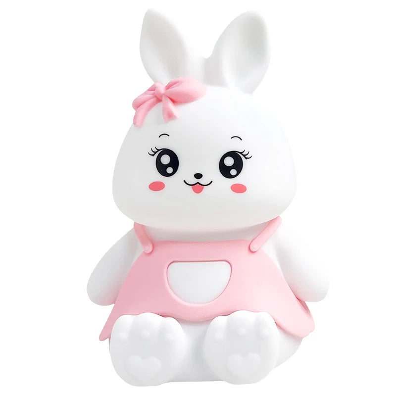 LumiHasi Kinder Nachtlicht Hase | 5-Farbwechsel LED | Silikon & Tragbar | Für Babyzimmer & Camping