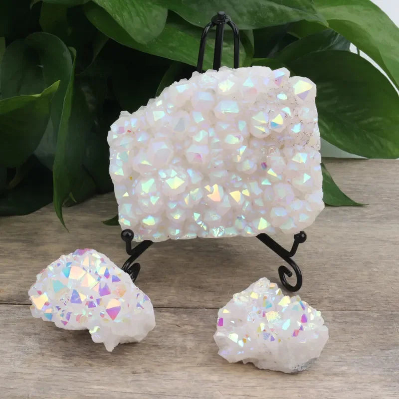 Naturstein-Cluster CrystalAura | Weißer Rohkristall | Deko- & Heilstein | ca. 3–6 cm