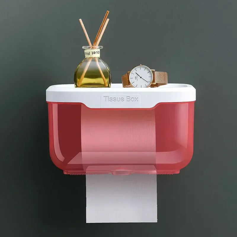 Wandmontierter Toilettenpapierhalter | Mit Regal & Wasserdichter Box | Modern & Platzsparend