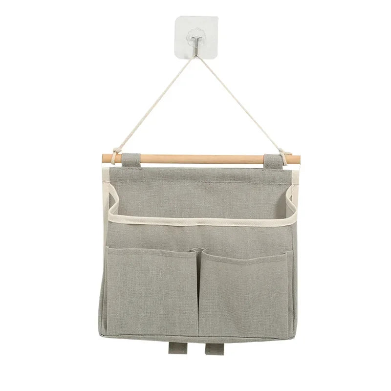 Stowella Wandaufbewahrungstasche aus Leinen | Wasserdicht & platzsparend | Hängeorganizer für Unterwäsche & Kleinteile – 23×6×25 cm