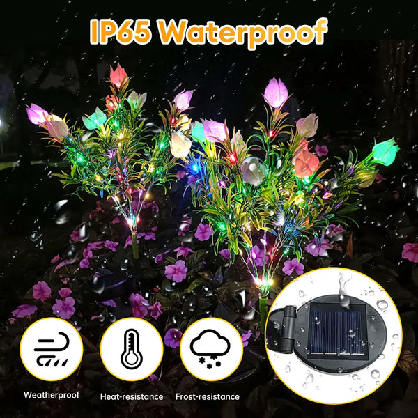 Lunaflora Solar Gartenlicht | 42 LEDs | Laternenblume mit 7 Leuchteffekten | Wasserdicht & Realistisch
