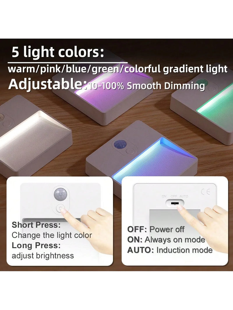 LumiStep | Nachtlicht mit Bewegungsmelder | Wiederaufladbar & Farbwechsel | Für Treppen, Flur & Schlafzimmer