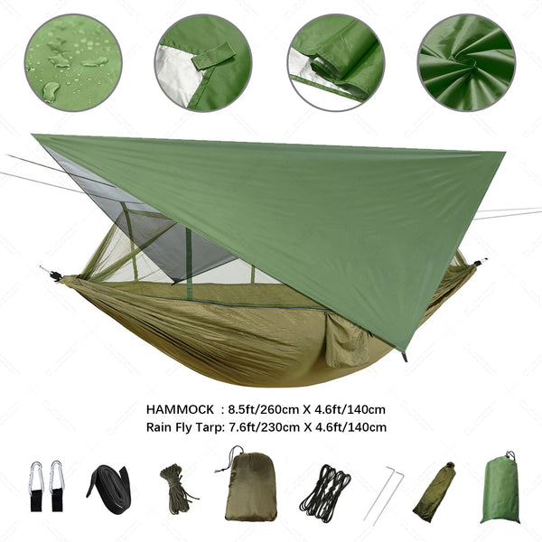 Trekviva Camping-Hängematte | Integriertes Moskitonetz & Regendach | Ultraleicht & Reißfest | 3-in-1 Outdoor Lösung