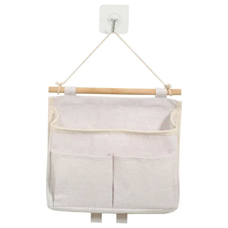 Stowella Wandaufbewahrungstasche aus Leinen | Wasserdicht & platzsparend | Hängeorganizer für Unterwäsche & Kleinteile – 23×6×25 cm