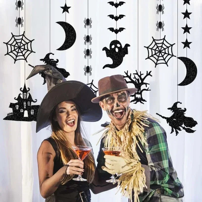 HexaSpook Hängedeko | 6-teiliges Halloween-Set | Geister & Hexen | Für Haus & Party
