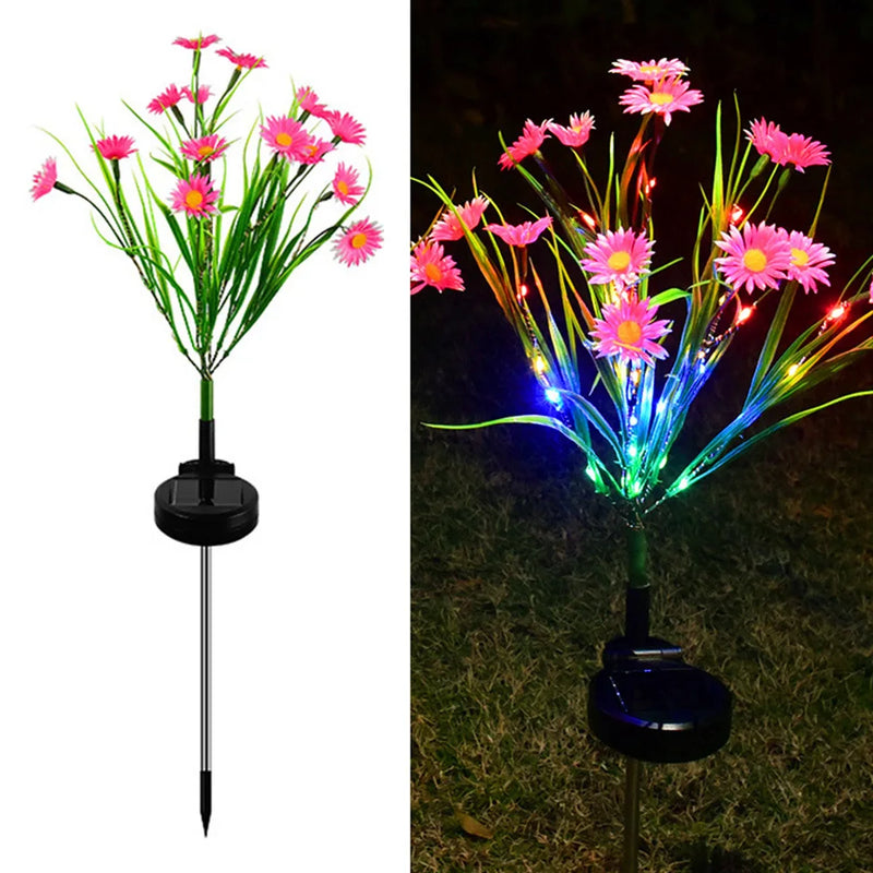 LumiFloris Solar Gartenleuchte Gänseblümchen | Wasserdichte LED Blumenleuchte für Außen | Automatische Deko-Solarleuchte für Garten & Balkon