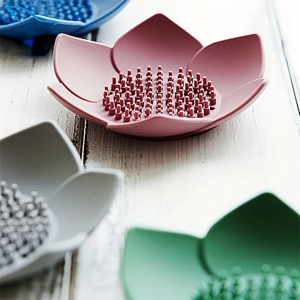 Seifenablage LotusBloom | Rutschfest & Selbstentwässernd | Silikon Seifenhalter im Lotus-Design