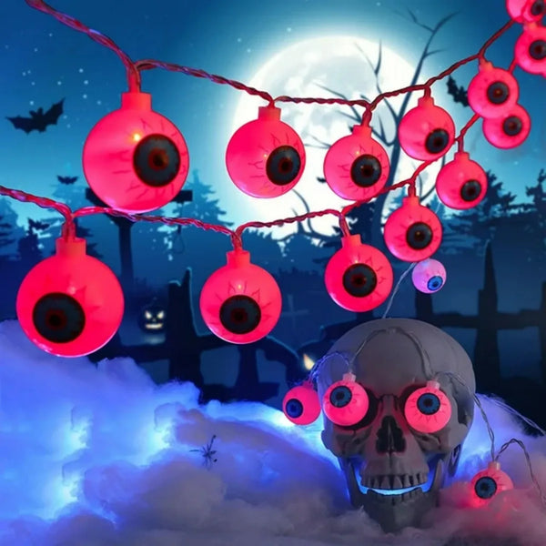 Halloween LED-Lichterkette CreepyEyes | 20 LED Augäpfel | Für Haus, Garten & Party