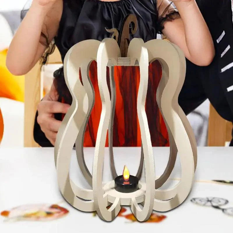 Kürbis Teelichthalter | Schmiedeeisen | Halloween Deko | Weiß & Gelb