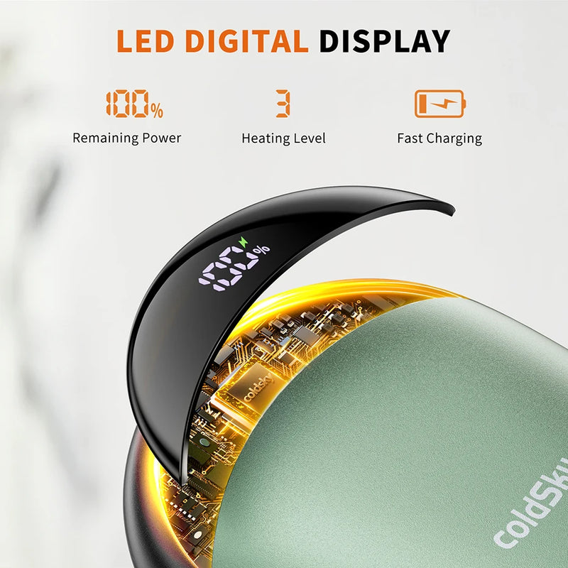 coldSky 2-in-1 Hand Warmers Rechargeable 2 Pack Magnetic Electric Hand Warmer with Digital Display, Portable Pocket Hand Warmer