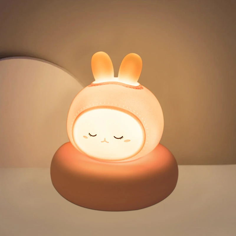 LumiPals LED Nachtlicht | Niedliches Tierdesign Schwein & Hase | Touch-Dimmung | USB-Wiederaufladbar