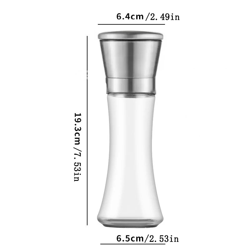 Grindora Salz- & Pfeffermühle aus Glas und Edelstahl | Gewürzmühle mit verstellbarem Mahlwerk | Für Pfeffer, Salz, Kreuzkümmel & mehr | Aromafrisch & leicht zu befüllen
