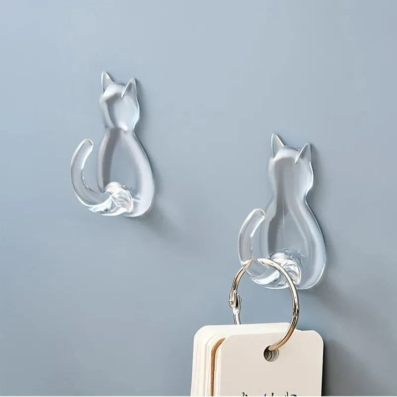 Katzen Wandhaken 2er Set | Selbstklebend & Wasserdicht | Ohne Bohren | Pawvella