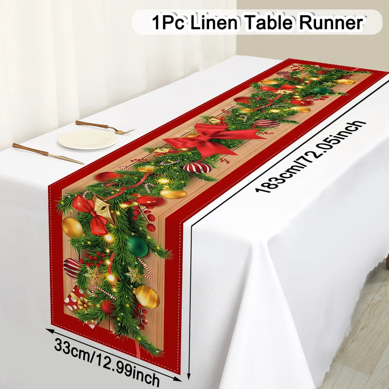 Festivara | Weihnachts-Tischläufer | Leinenoptik | Festliche Dekoration für Esstisch & Kommode | 2025