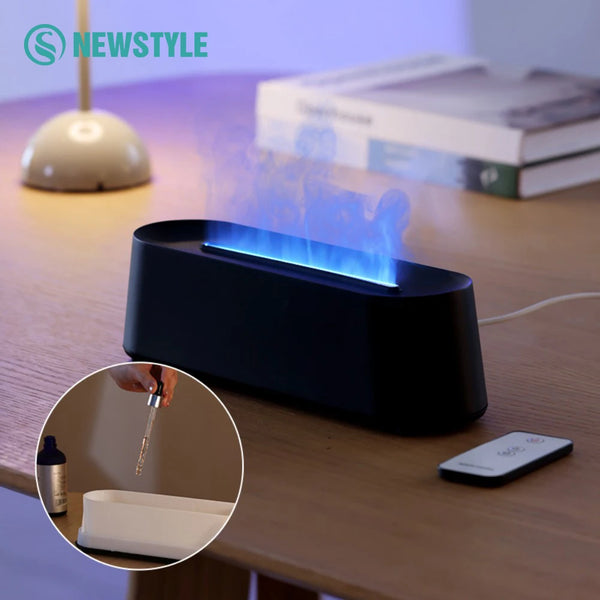 Flammen-Aromatherapie-Diffusor | Ultraschall-Luftbefeuchter mit LED-Flammeneffekt, Timer & Abschaltautomatik | USB 5V | Vulora