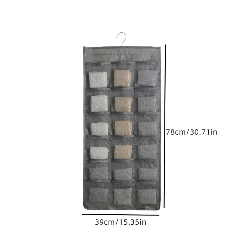 ClosetEase Unterwäsche-Organizer Hängend | Beidseitig & Faltbar | 39×78 cm | Oxford-Stoff Grau