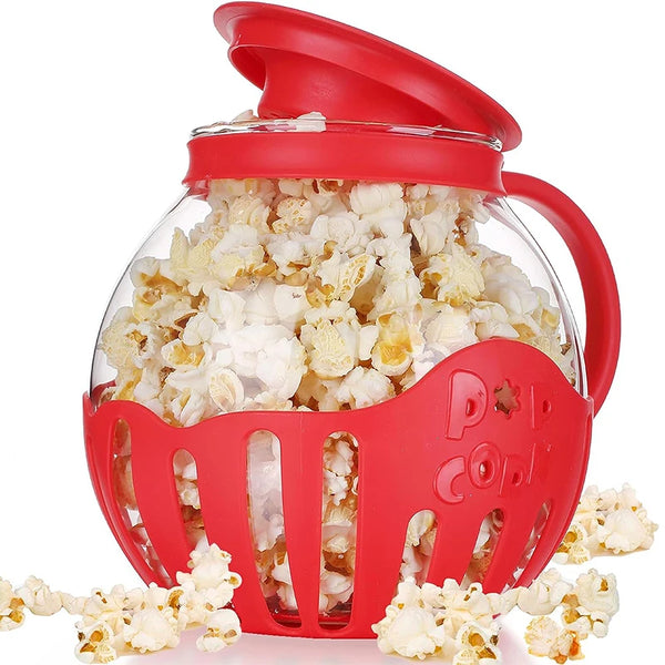 Popurella Mikrowellen-Popcornbereiter aus Borosilikatglas | Hitzebeständig & Wiederverwendbar | 1-teilig | ca. 400 g